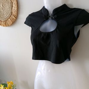 Madarin Collar Crop Top From Singapore