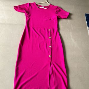 Fixed Price Pink Short Sleeves Midi With Slit