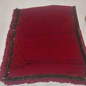 Maroon Ruffle Saree With Blouse