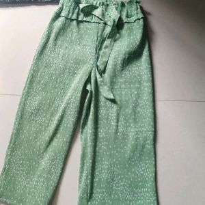 Green Polka Dot Flared Pants