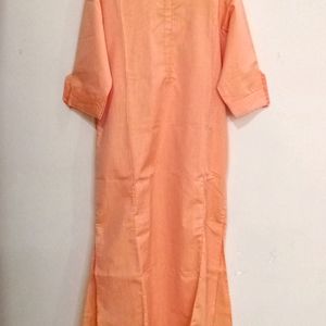 Libas Straight Orange and White Striped Kurta