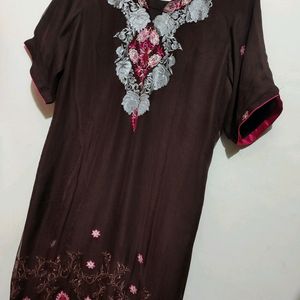 Brown Embroidry Work Suit Salwar With Dupatta