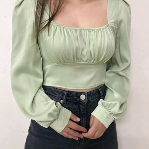 Ruched Satin Top