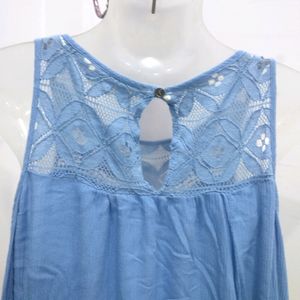 Blue Cold Shoulder Top