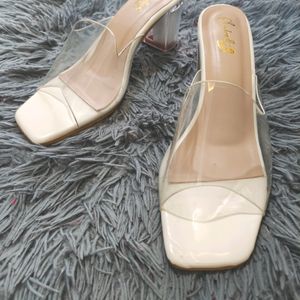 White Transparent Sandals 2.5 Inch Heels