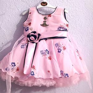 Pink Party Wear Frock For Baby Girl