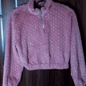 Pink Fleece Jacket (Cropped)