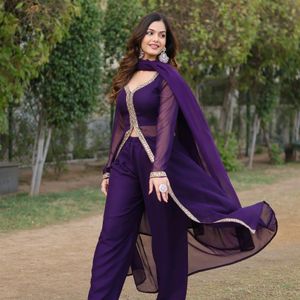 AC 464 Purple 🟣 Pant Top Shrug Dupatta