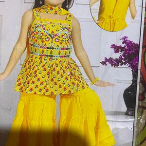 Beautiful Yellow Baby Girl Sharara Dress