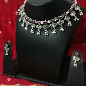 Oxidised Multicolor Necklace set