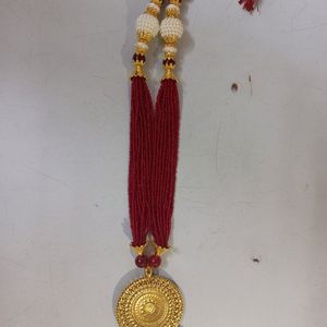 Red And White Beads Set With Earrings