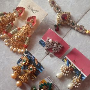 5 Pair Of Earrings With Bajubad Free