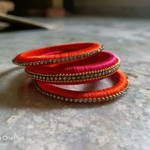 pink and orange colour combo bangles of size 2.6 ...size can be altered