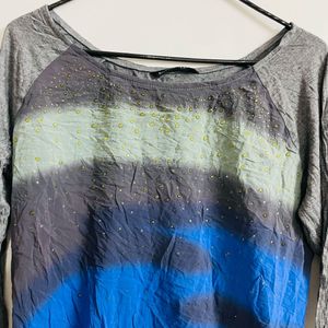 Women Vintage Beaded Colourblock Top