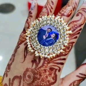 Handmade Kundan With Photo Ring