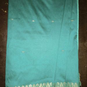 Beautiful Dark Green Saree With Thin Border