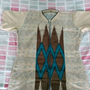 Dark Blue N Wheat Colour Kurta