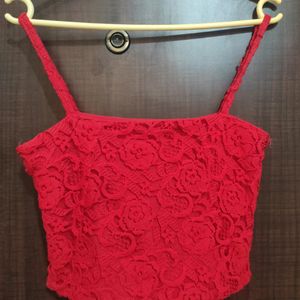 BEAUTIFUL RED LACE CROP TOP