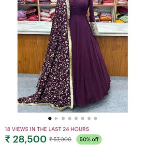 Brand New Soft Georgette Gown With Zari Work