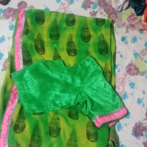 It's A Gorgeous Parrot Green Colour Saree With