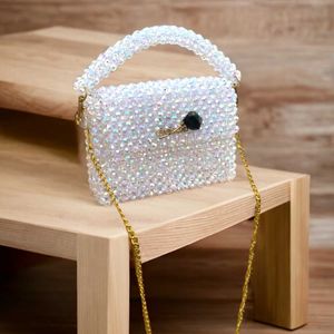 White Beaded Sling Bag