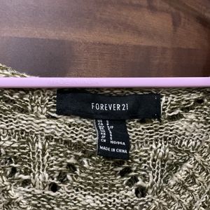 Forever 21 Olive Oversized Knitted Hoodie