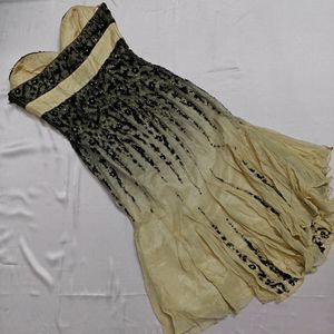 Black And Cream Beaded Mermaid Dress