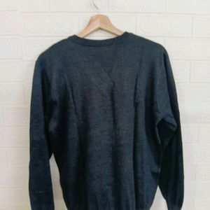 Dark Grey V Neck Wool Sweater