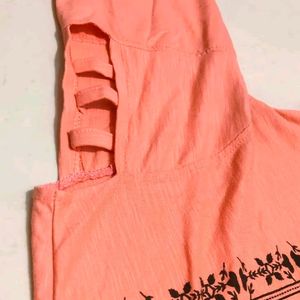 Peach Colour Top Cutwork In Arm (Woman)