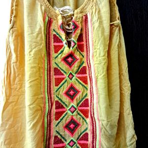 Gold Embroidered Sleeveless Top