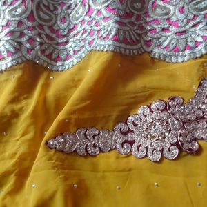 Pure Georgette Lace Work Saree