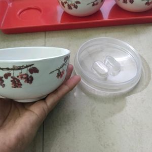 3 Pc Bowl With Tray Set