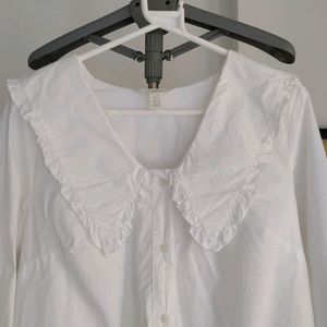 H&m Large-collared blouse Deep Neck-longsleeves