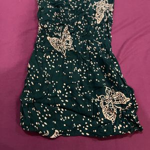 green color printed dress