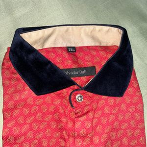 Red Shirt For Men-Velvet Collar- Party Wear -Mediu