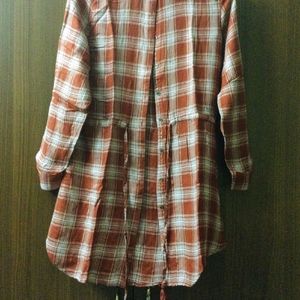 DNMX Checked Longline Shirt With Tie Up