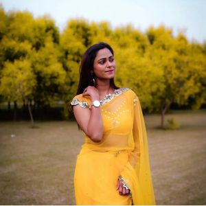 Lemon colour saree