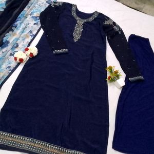 Blue Suit With Palazzo And Dupatta