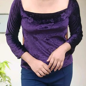 Whimsigoth 90s purple Velvet Top backless