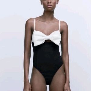 ZARA Big Bow Style Sleek Bodysuit