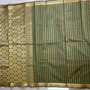 Olive Green Saree