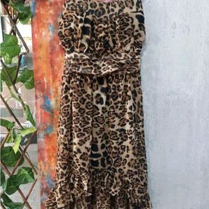 Leopard Print High Low Dress