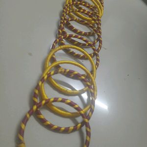 Yellow And Maroon Colour Bangles