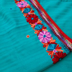 Sea Green Saree With Thread Work