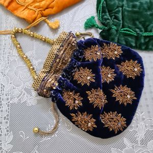 Combo of 4 Velvet Potli Bags