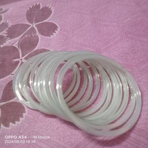 White Glass Bangles