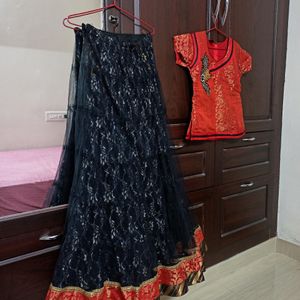 Festive Skirt And Top For Girls