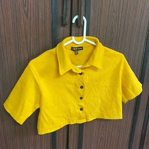 Yellow Shirt Crop Top