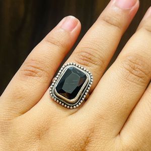 Black stone oxidised ring