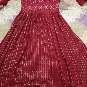 Maroon Naira With Palazzo Set